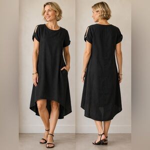 Toit Volant‎ Black Minimalist Cotton Linen Shift Dress Small USA made